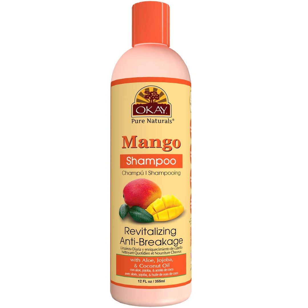 OKAY | Mango Anti-Breakage Shampoo | For All Hair Types &amp; Textures | Revitalize - Repair - Restore Moisture | With Aloe, Jojoba &amp; Coconut Oil | Free of Parabens, Silicones, Sulfates | 12 oz