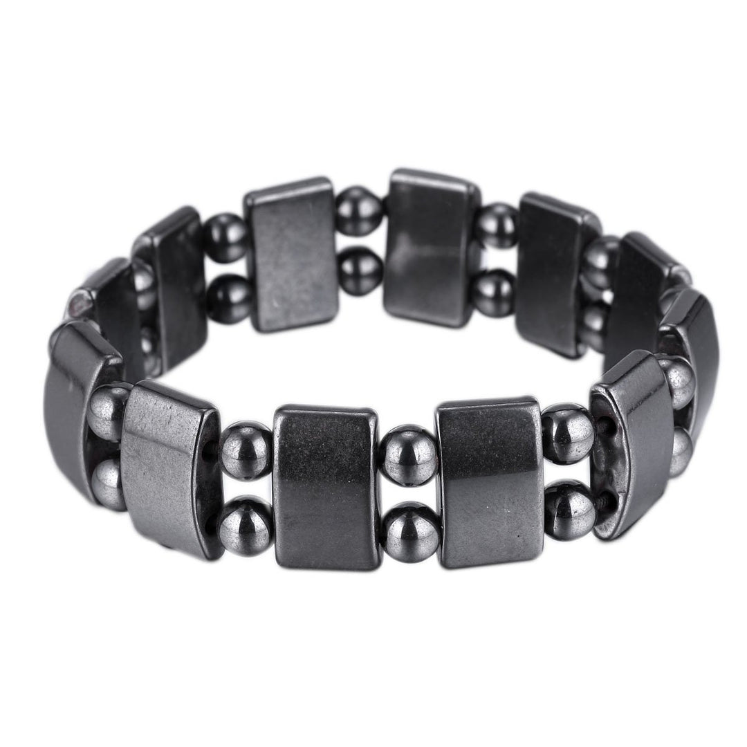 Set Of 2 Men&#39;s Hematite Metal Magnetic Therapy Bracelets S27-St2