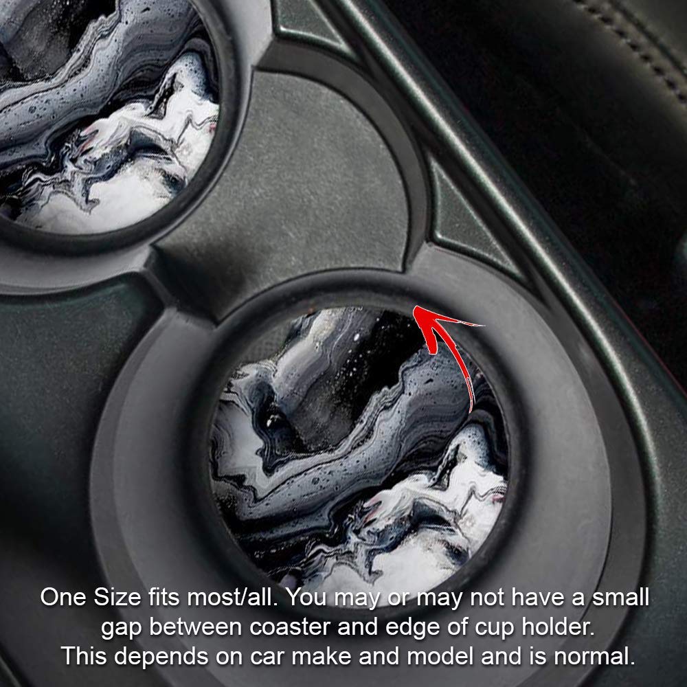 Black Marble | Car Coasters for Drinks Set of 2 | Perfe