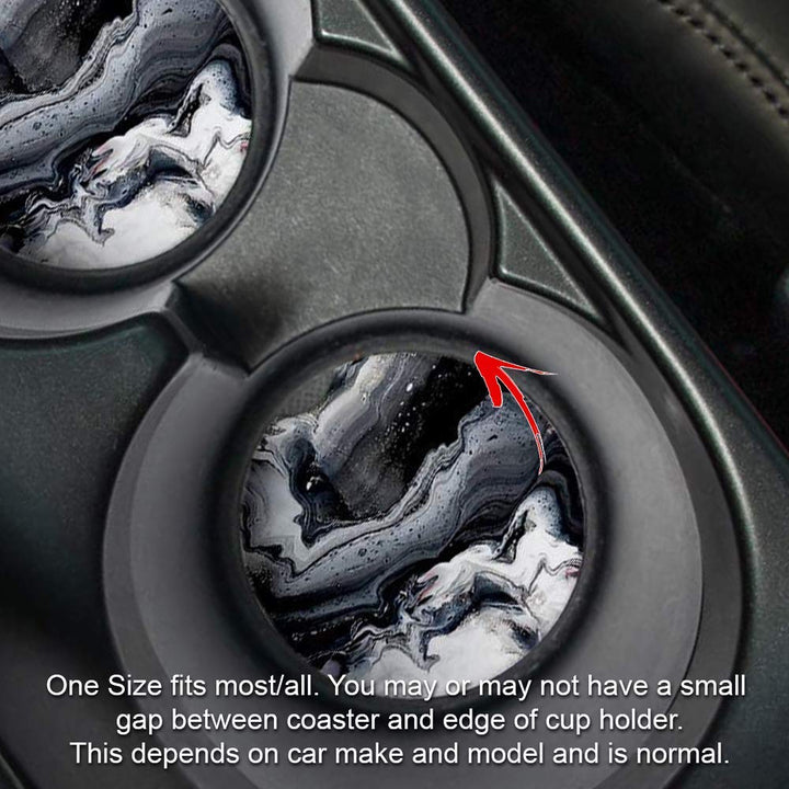 Black Marble | Car Coasters for Drinks Set of 2 | Perfe