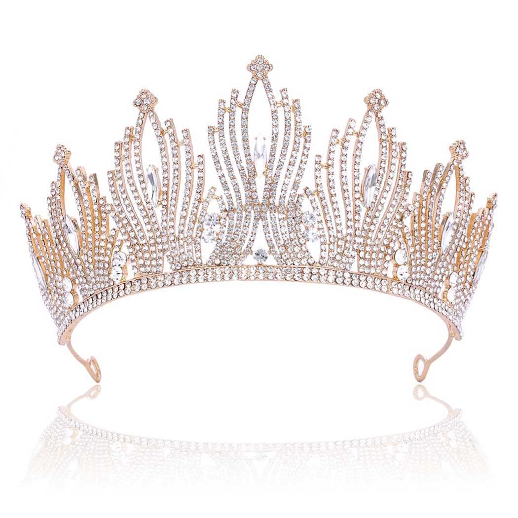 Crystal Wedding Crowns Gold Rhinestone Bride Tiaras Prom Pageant Queen Crowns Festival Party Crowns for Women Hair Accessories for Women and GirlsL8