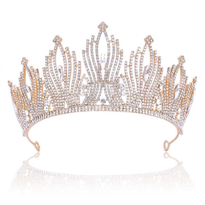 Crystal Wedding Crowns Gold Rhinestone Bride Tiaras Prom Pageant Queen Crowns Festival Party Crowns for Women Hair Accessories for Women and GirlsL8