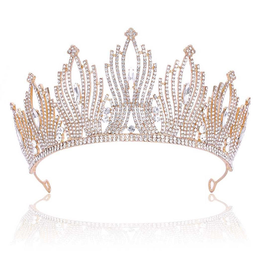 Crystal Wedding Crowns Gold Rhinestone Bride Tiaras Prom Pageant Queen Crowns Festival Party Crowns for Women Hair Accessories for Women and GirlsL8