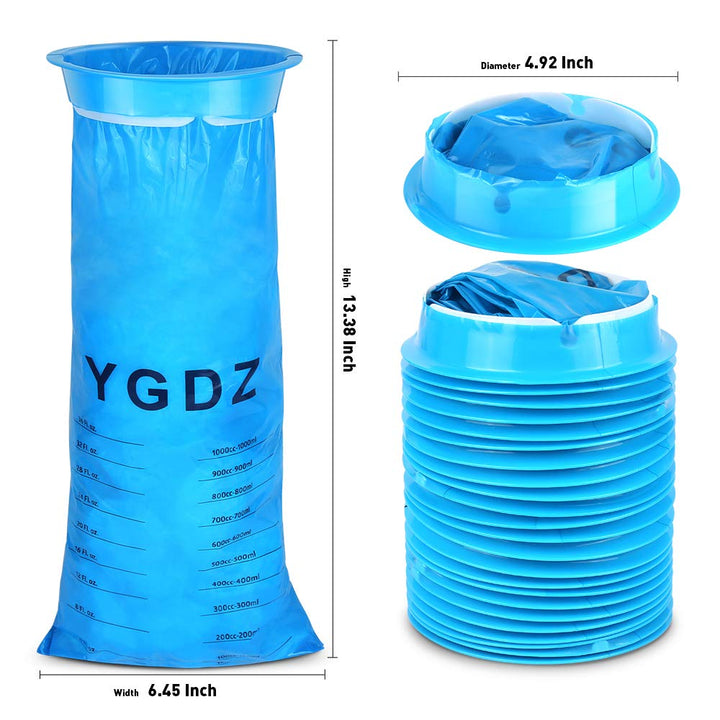 YGDZ Vomit Bags, 24 Pack Barf Bags Disposable Emesis Bags Throw Up Car Puke Nausea Bags for Travel Motion Sickness, 1000ml