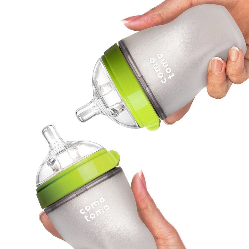 Comotomo Baby Bottle Double Pack, Green, 8oz