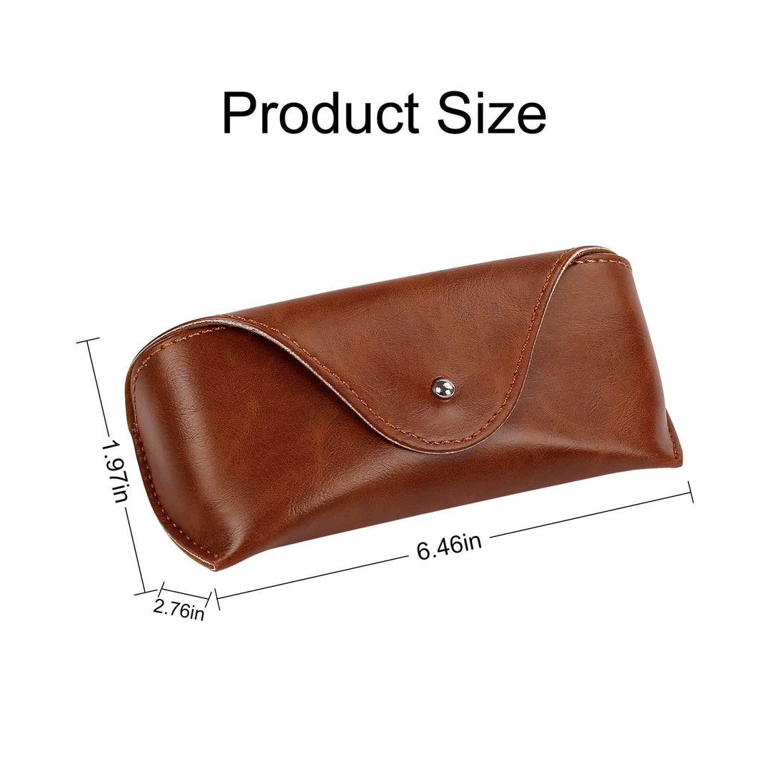 Portable Leather Glasses Case, Flexible Reading Eyeglass Pouch Slim Case for Women Men Horizontal Sunglasses Case