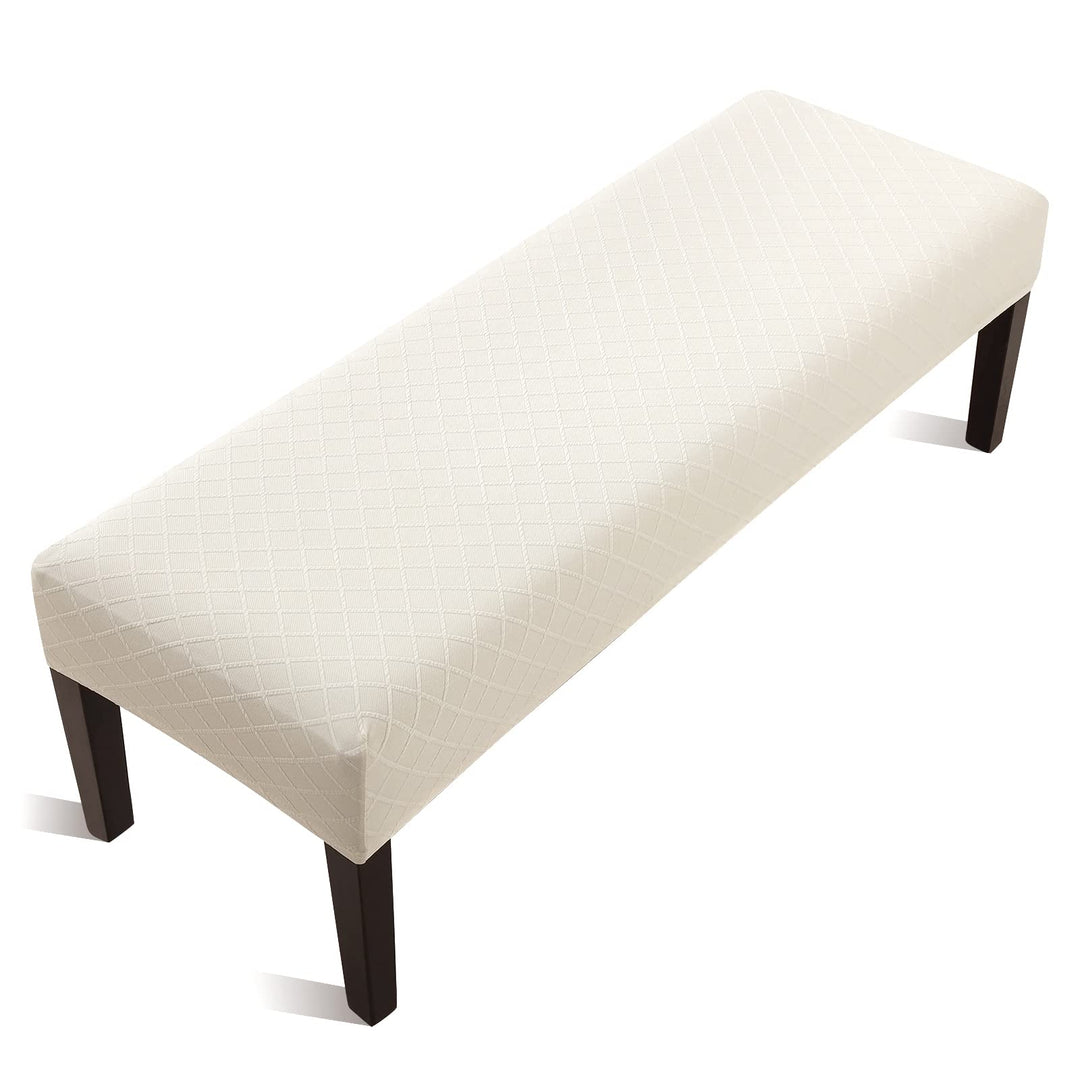 Stretch Dining Bench Cover, Anti-Dust Removable Bench Slipcover Washable Print Bench Seat Protector Cover for Living Room, Bedroom, Kitchen (Black Blue)
