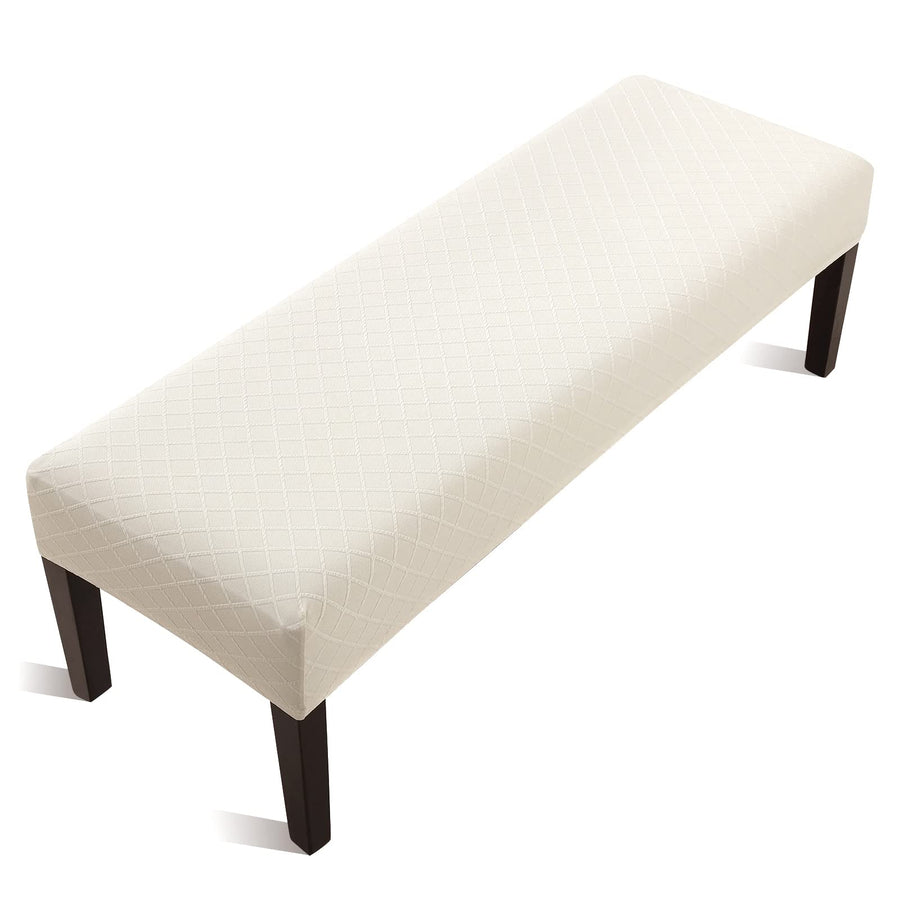 Stretch Dining Bench Cover, Anti-Dust Removable Bench Slipcover Washable Print Bench Seat Protector Cover for Living Room, Bedroom, Kitchen (Black Blue)