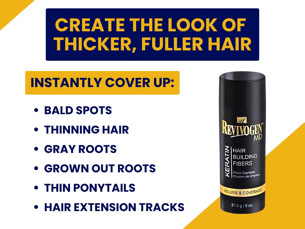 MD Keratin Hair Building Fibers, Black, Unscented, 0.9 oz.