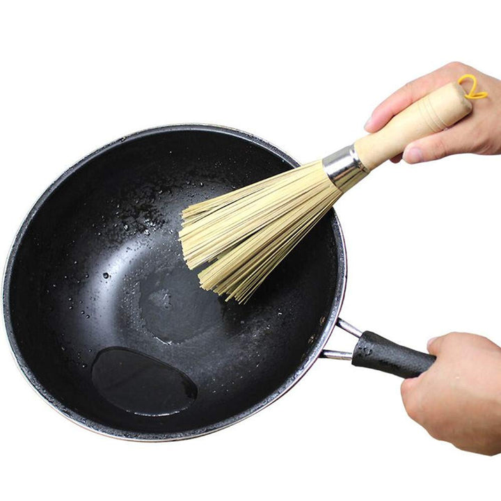 Sansheng 2 Pack Bamboo Wok Brush, Bamboo Kitchen Cleani