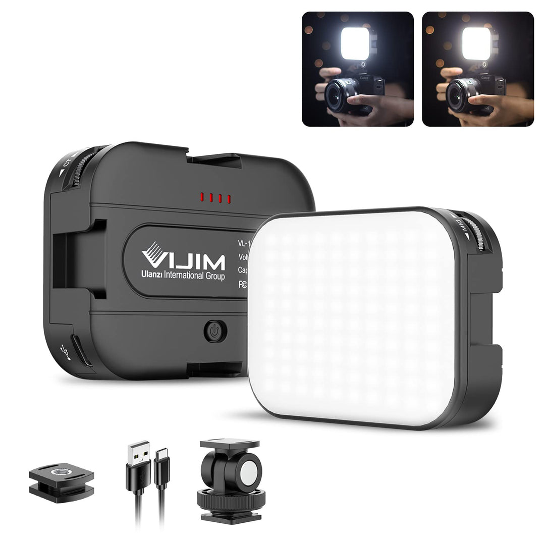 VL100C Bi-Color LED Video Light on Camera,Mini Rechargeable 2000mAh LED Camera Lights,CRI95+ Dimmable 2500-6500K Ultra Bright Photo and Video Lighting,LED Fill Lamp