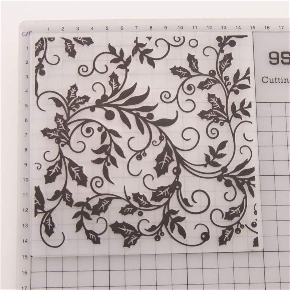Christmas Berry Beans Branch Leaves Background Plastic Embossing Folders for Card Making Scrapbooking or Paper Crafts