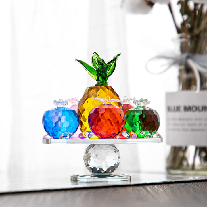 QFkris Crystal Faceted Apples and Pineapple Figurines C