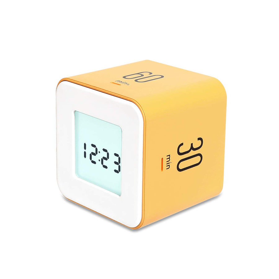 Multi Cube Timer Clock/Rotating Timer (Yellow), Simple Operation, Clock & FILP Timer Gravity Sensor Desk Timer Time Management Productivity Classroom 3,10,30,60 min Timer Setting