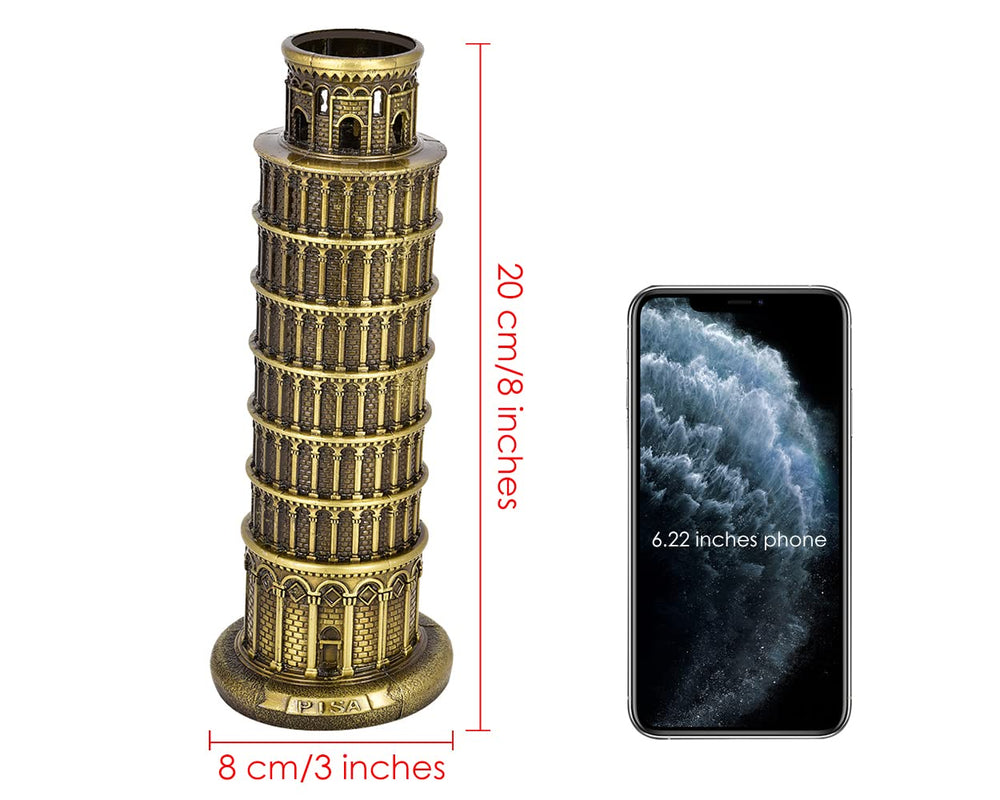 Metallic Leaning Tower of Pisa Statue Souvenir Figurines Tower Model Kit for Home Decoration, Party
