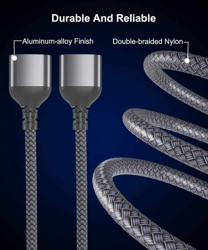 USB Splitter 1 in 2 Out 1FT,USB Y Cable,Double USB Adapter,USB Male to Two Female Extension Cord,Dual Port Extender Hub,Data Power Charger Split for TV,PC,Laptop,MacBook,Keyboard,PS4,PS5