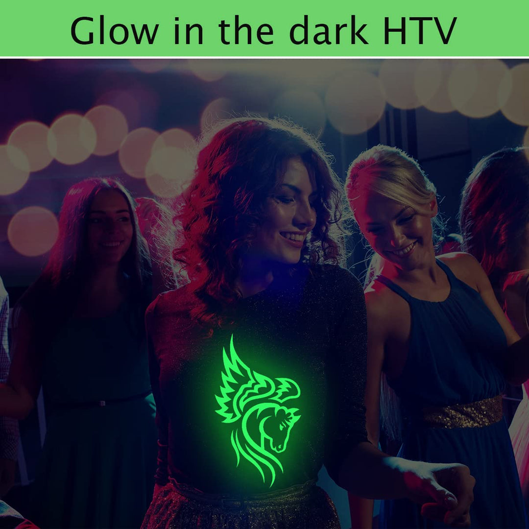 Glow in The Dark HTV Heat Transfer Vinyl for T Shirt 12 x 5 FT for Luminous Green Glow in Dark Iron on Vinyl