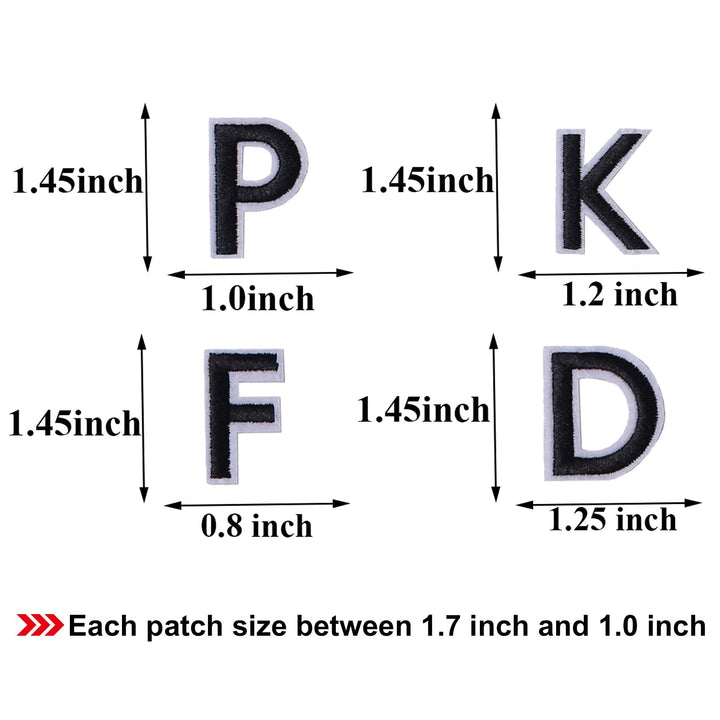 GYGYL 72 Pieces Iron on Letters and Numbers Patches, Black Alphabet Embroidered Patch A-Z, Numbers 0-9 Applique for Clothes, Dress, Hat, Socks, Jeans, DIY Accessories
