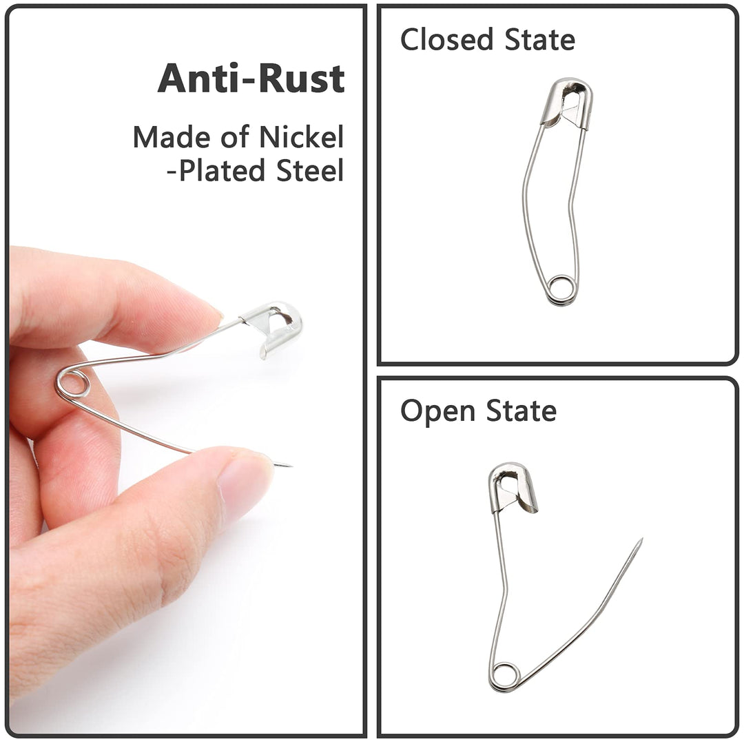 60Pcs Curved Safety Pins Size 4, 2-1/4 inch / 57mm Quilting Basting Pins, Bent Safety Pins for Quilting and Knitting (Sliver)