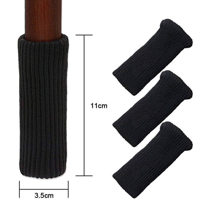 8pcs Black Color Knitting Wool Furniture Socks/Chair Leg Floor Protector (Black)