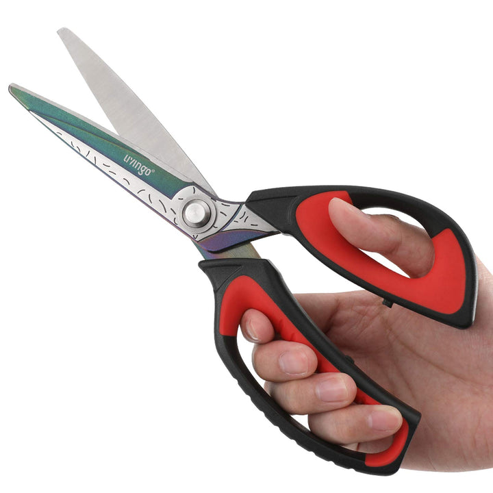 10 Multipurpose Heavy Duty Scissors, Premium Titanium Coating Forged Stainless Steel Tool Industrial Shears for Household Pruning, Gardening, Fabric