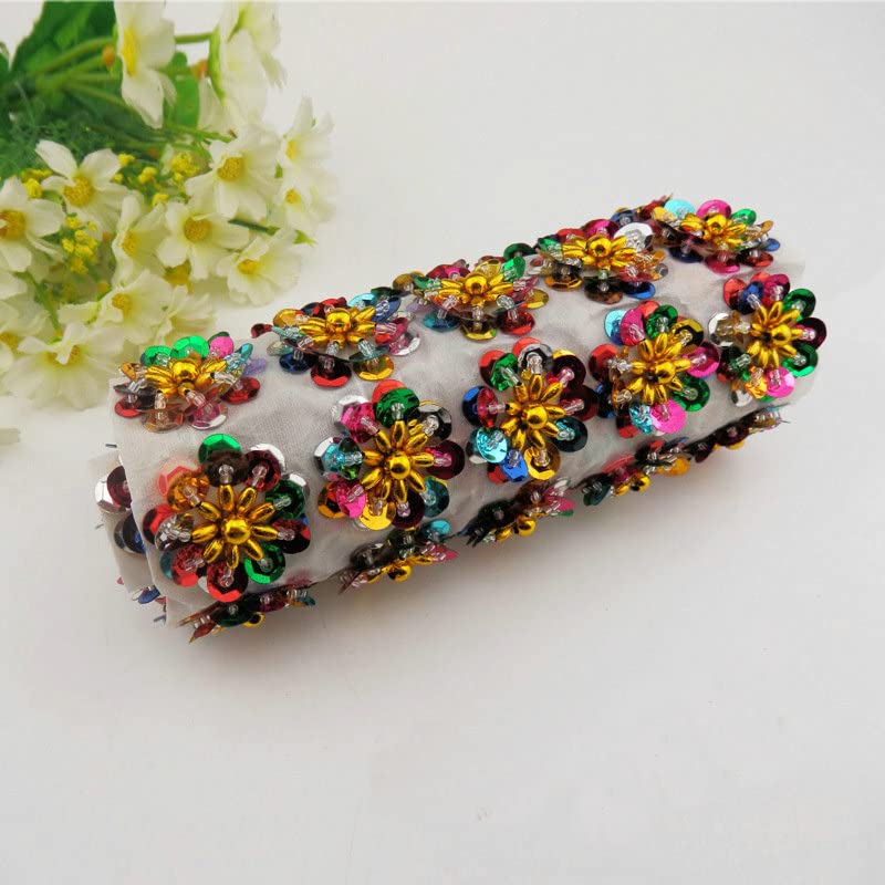 30pcs Random Sequins Embroidery Flower Patches Arts Crafts Sewing Patches (Colorful A)