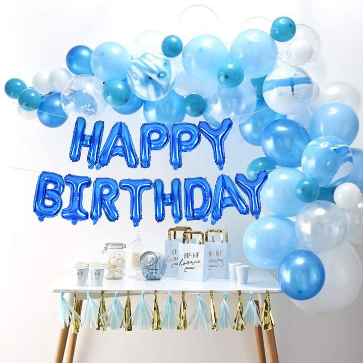 Blue Happy Birthday Banner Balloons, 16 Inch Mylar Foil