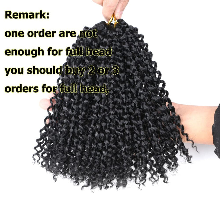 3pcs/pack Marley bob Kinky Curl 8 Inch Afro Kinky Twist Hair Soft Synthetic Crochet Braiding Hair Extention (1B)
