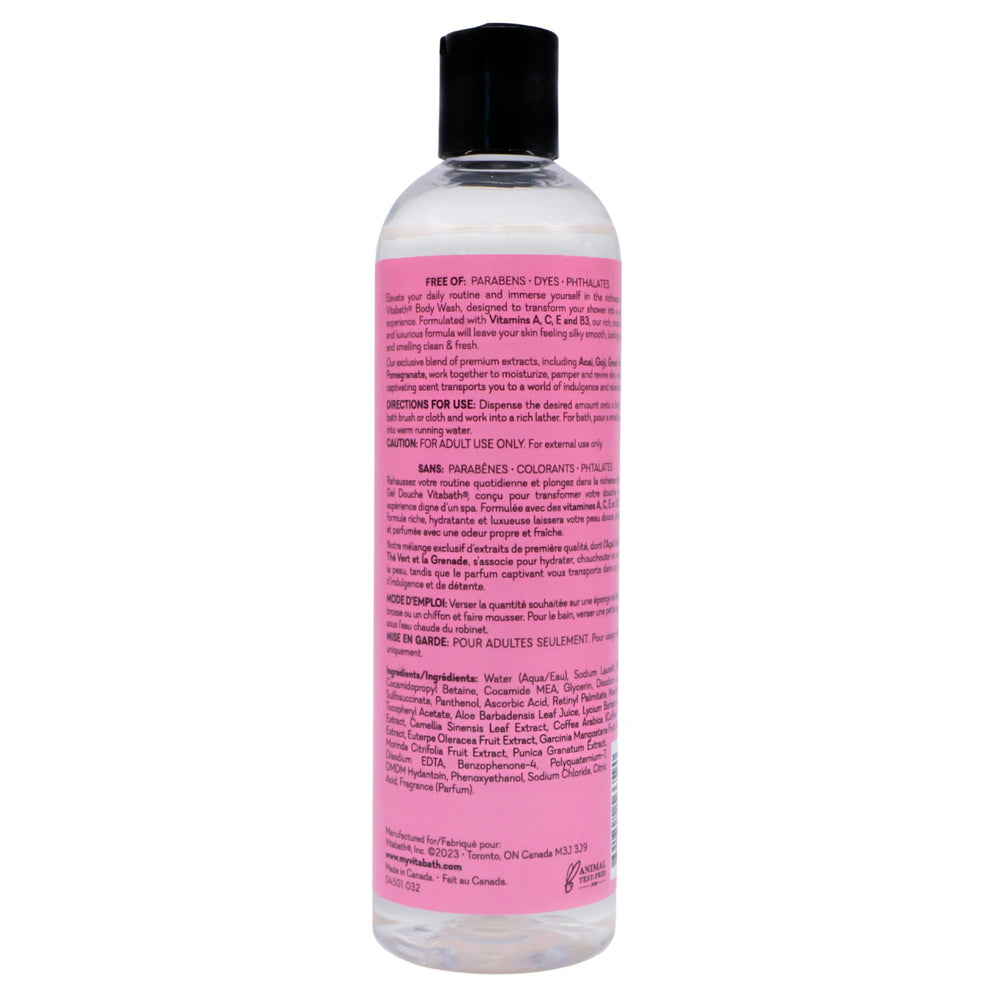 Pomegranate Bellini Blush Body Wash Moisturizing Bath & Shower Cleanser Infused with Acai, Pomegranate, Orange & Apple Fruit Extracts - Cruelty-Free, Paraben-Free - 10 oz