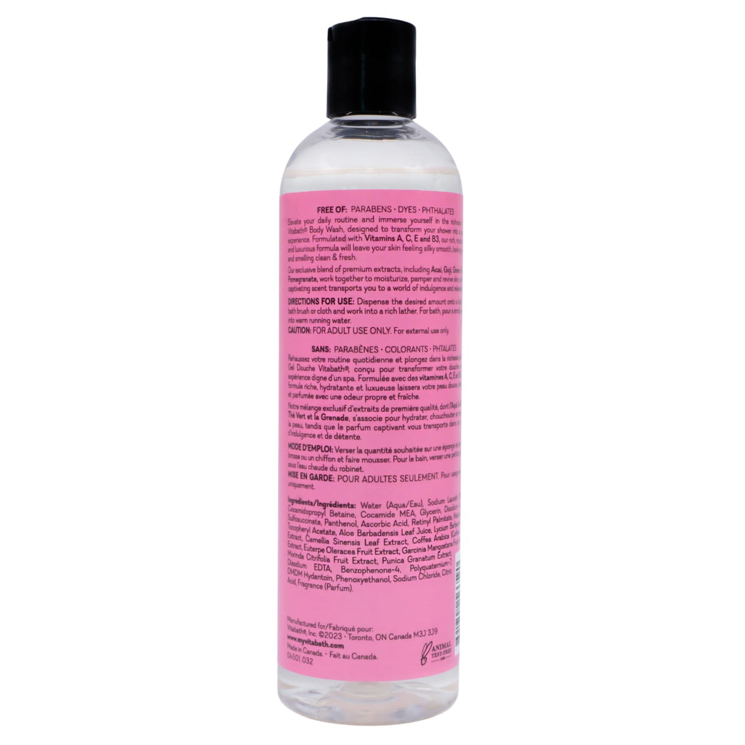 Pomegranate Bellini Blush Body Wash Moisturizing Bath &amp; Shower Cleanser Infused with Acai, Pomegranate, Orange &amp; Apple Fruit Extracts - Cruelty-Free, Paraben-Free - 10 oz