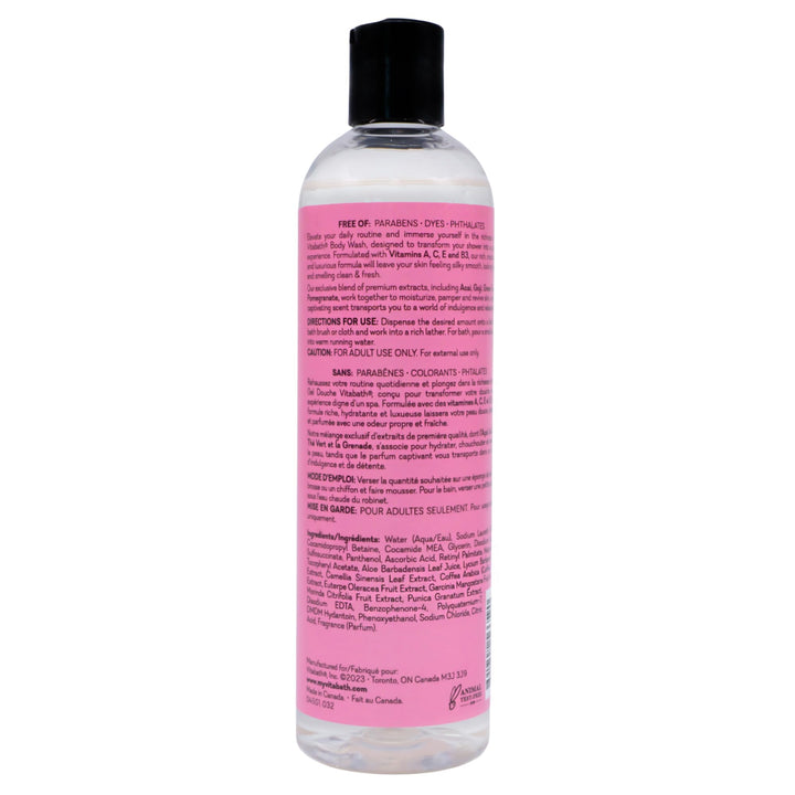 Pomegranate Bellini Blush Body Wash Moisturizing Bath &amp; Shower Cleanser Infused with Acai, Pomegranate, Orange &amp; Apple Fruit Extracts - Cruelty-Free, Paraben-Free - 10 oz
