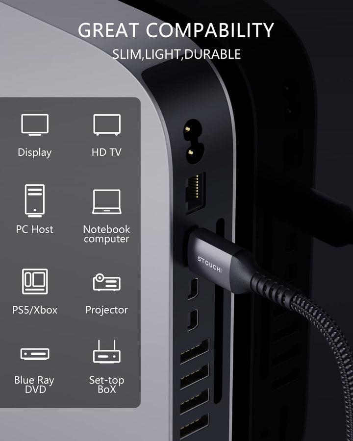 10K 8K HDMI 2.1 Cable 6ft 48Gbps (Certified) Ultra High Speed HDMI Cables, 8K60Hz 4K120Hz 144Hz eARC HDCP 2.2&amp;2.3 SBTM HDR10+ Dolby Compatible with PS5 PlayStation 5 Xbox Series X Apple TV 4K