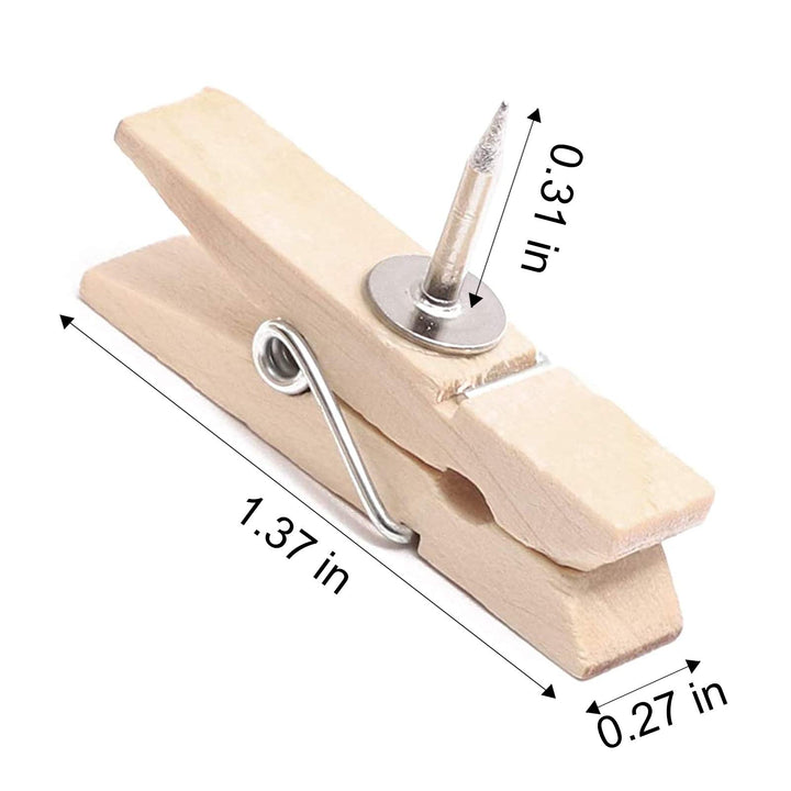 50 PCS Push Pin Clips, Wooden Push Pins for Cork Board, Teacher Supplies for Classroom Decorative Thumb Tacks for Bulletin Board