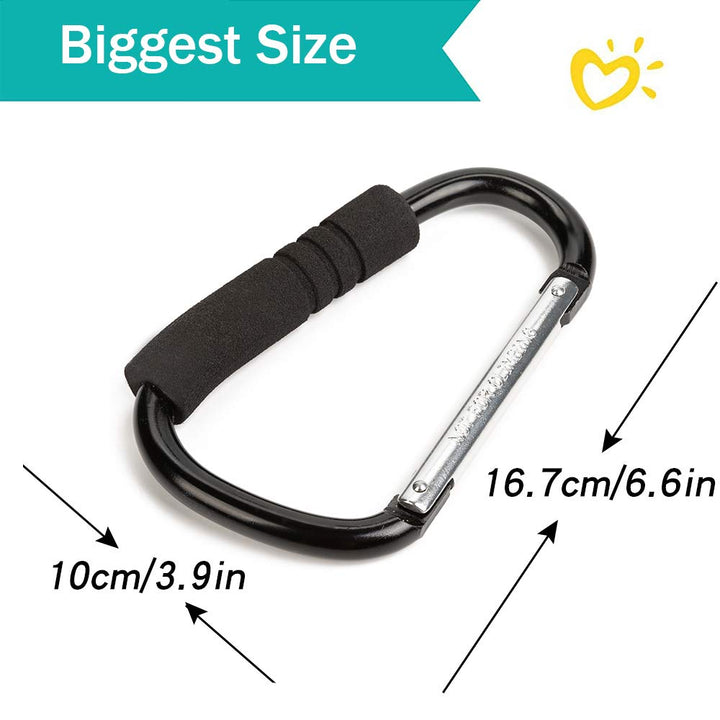 Funbliss Stroller Hooks by Baby,2 Pack Convenient Organizer Hook Bag Clips to Diaper Bags Clothing,Purses,Groceries,Great Hook Set for Mommy When Walking or Shopping(Black)
