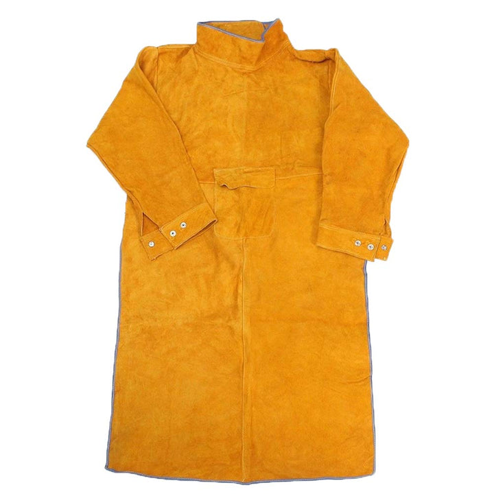 Leather Welding Apron with Sleeve,Heavy Duty Welding Jacket,Heat Flame Resistant Weld Coat for Men Women,L