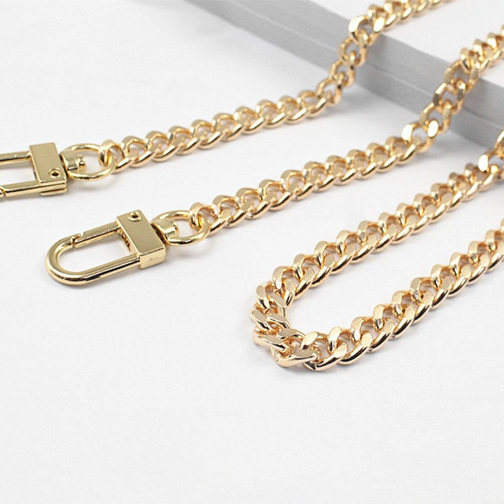 47 Iron Flat Chain Strap Handbag Chains Accessories Purse Straps Shoulder Cross Body Replacement Straps, with Metal Buckles (Gold)