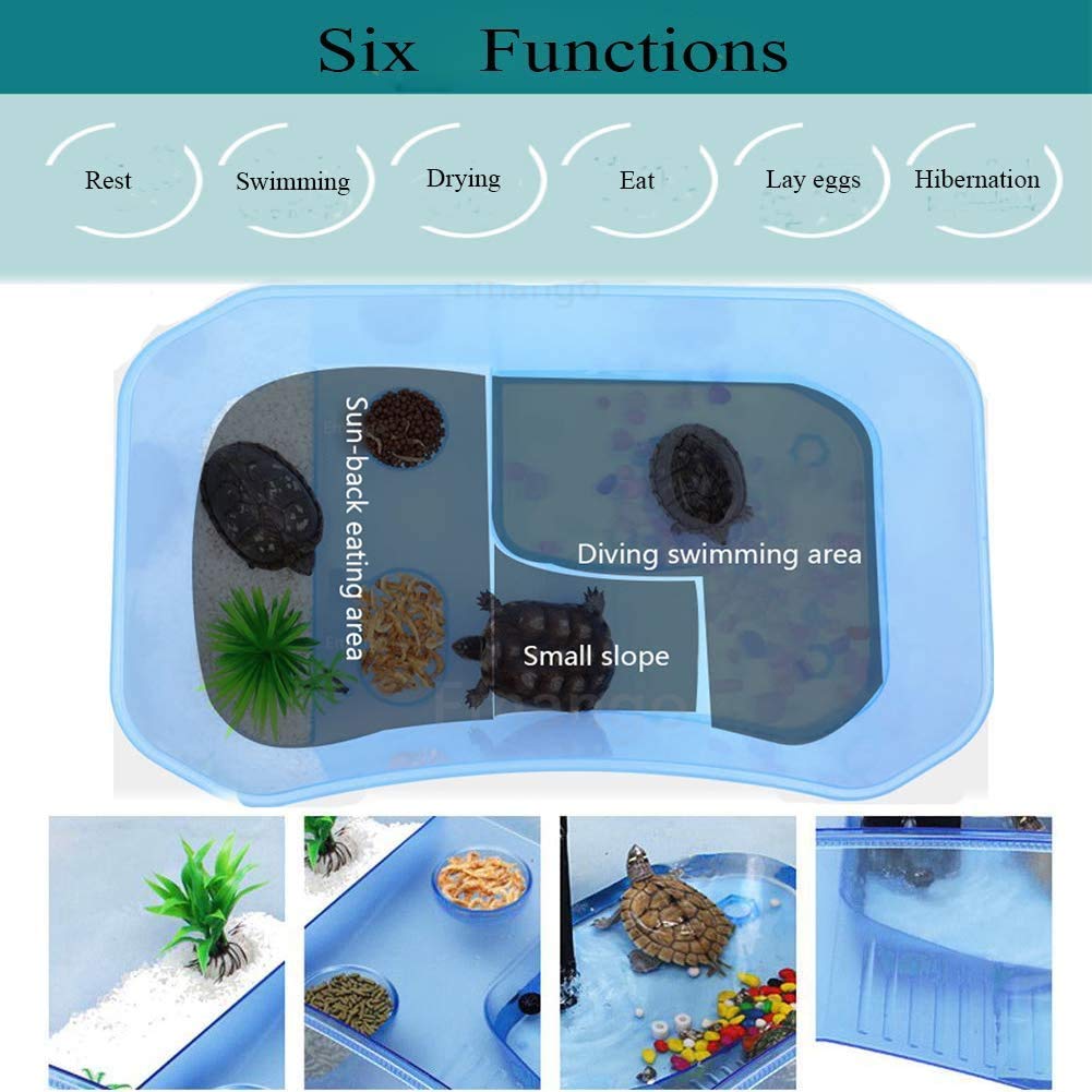 Turtle Tank Aquarium,Reptile Habitat,Turtle Habitat Terrapin Lake Reptile Aquarium Tank with Platform Plants for Crayfish Crab (Black)(Excluding Accessories)