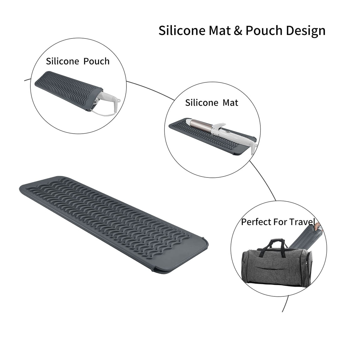 Silicone Heat Resistant Mat for Hair Iron, 11 x 5 inch, Grey, 1 Pack