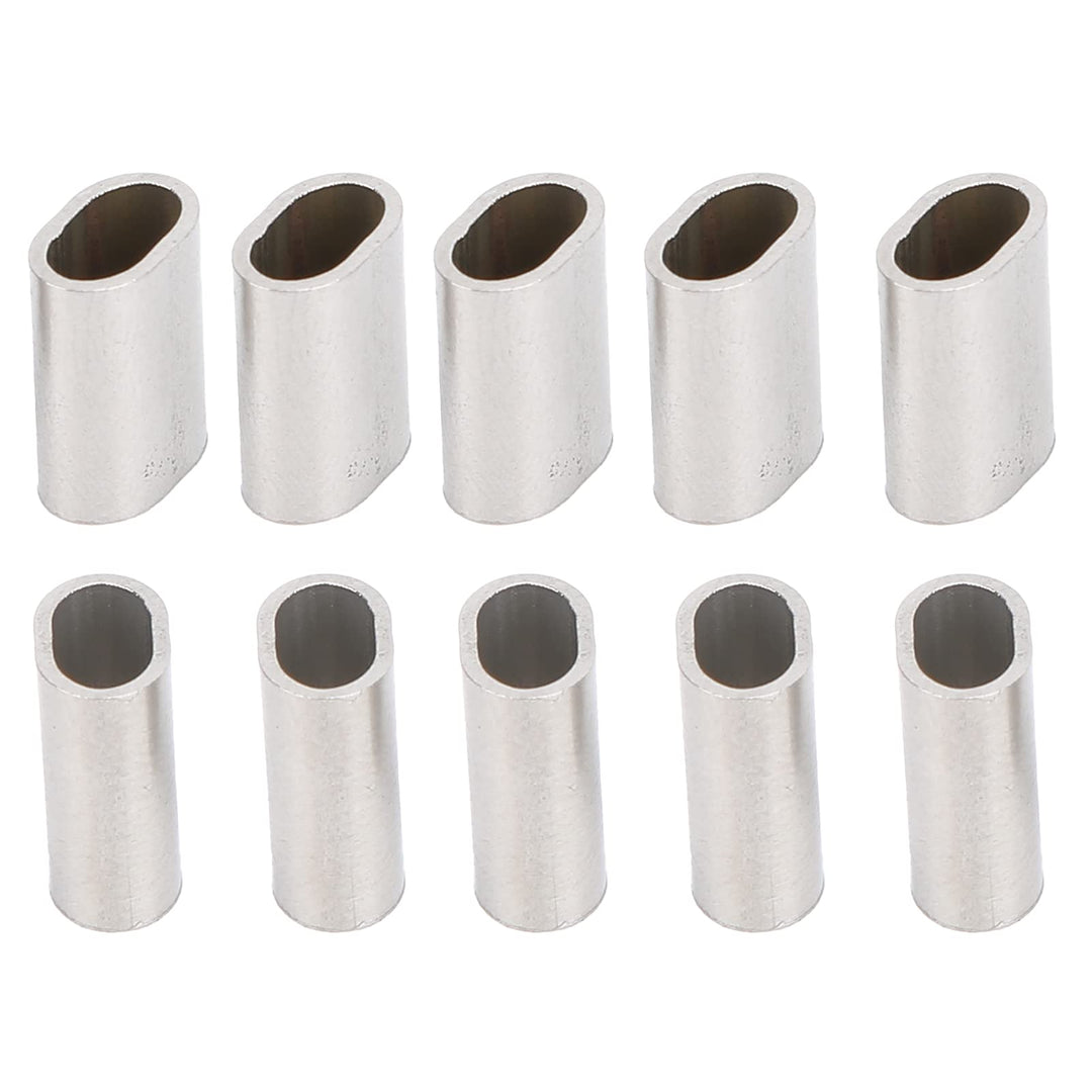 50Pcs M3 Oval Steel Sleeve, 304 Stainless Steel Wire Crimping Loop, for Crimping on the Wire Rope, with 3.2mm Inner Width, M