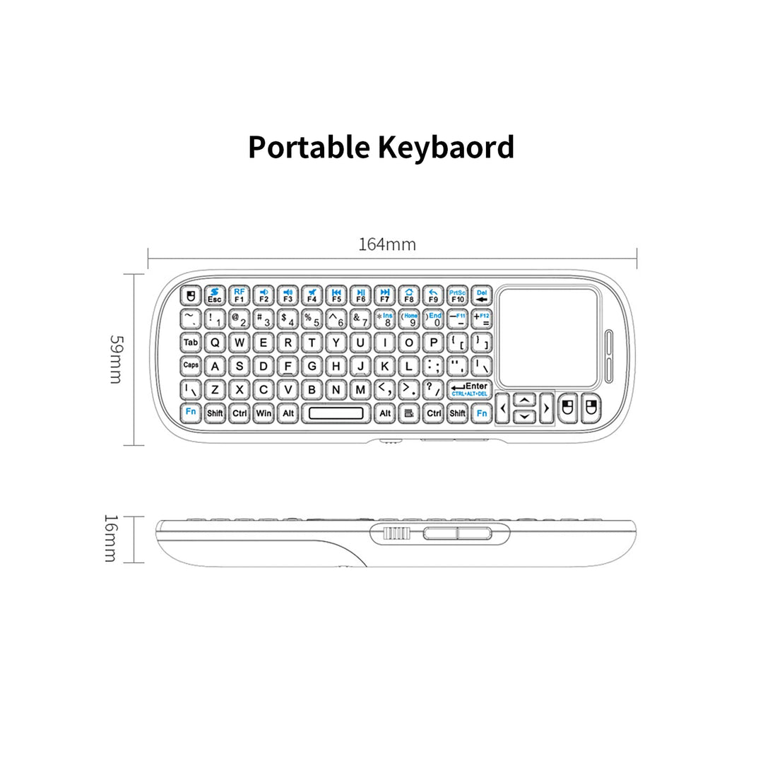 2.4G Mini Wireless Keyboard with Touchpad Mouse Combo, Lightweight Portable Keyboard Controller, Compatible with Android TV Box/PC/Tablets/PS4/Raspberry Pi 3/HTPC KP-810-19S