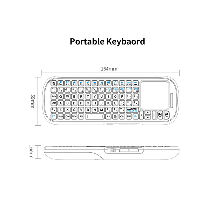 2.4G Mini Wireless Keyboard with Touchpad Mouse Combo, Lightweight Portable Keyboard Controller, Compatible with Android TV Box/PC/Tablets/PS4/Raspberry Pi 3/HTPC KP-810-19S