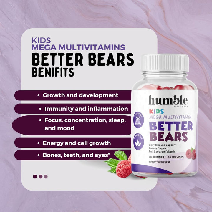 Humble Wellness Better Bears Kids Multivitamin - Raspbe