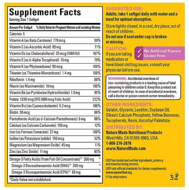 Prenatal + Dha 200 mg Dietary Supplement (Netcount 150 Soft Gels), 150Count ()