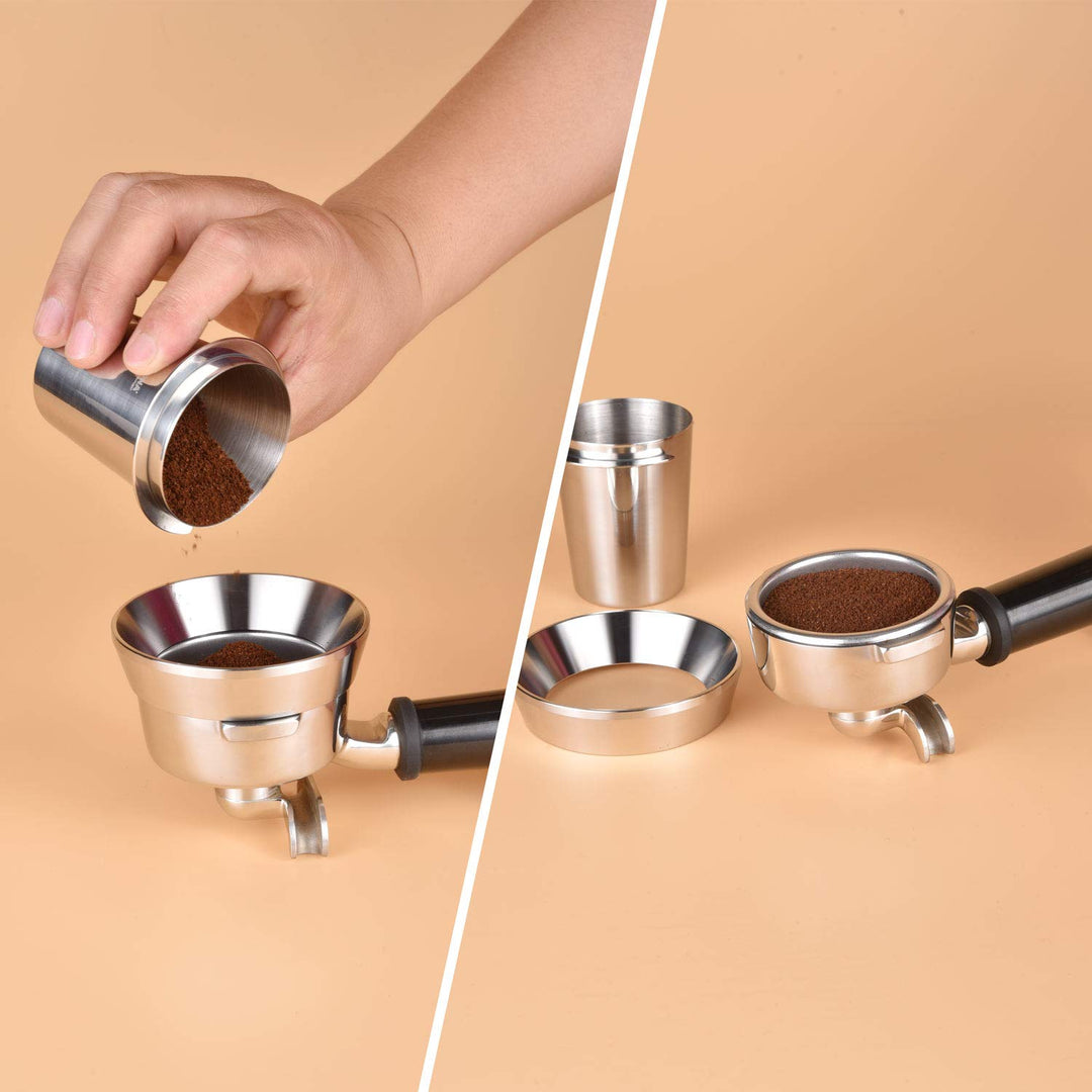 58mm Espresso Dosing Funnel, Stainless Steel Coffee Dosing Ring Compatible with 58mm Portafilter (58mm)