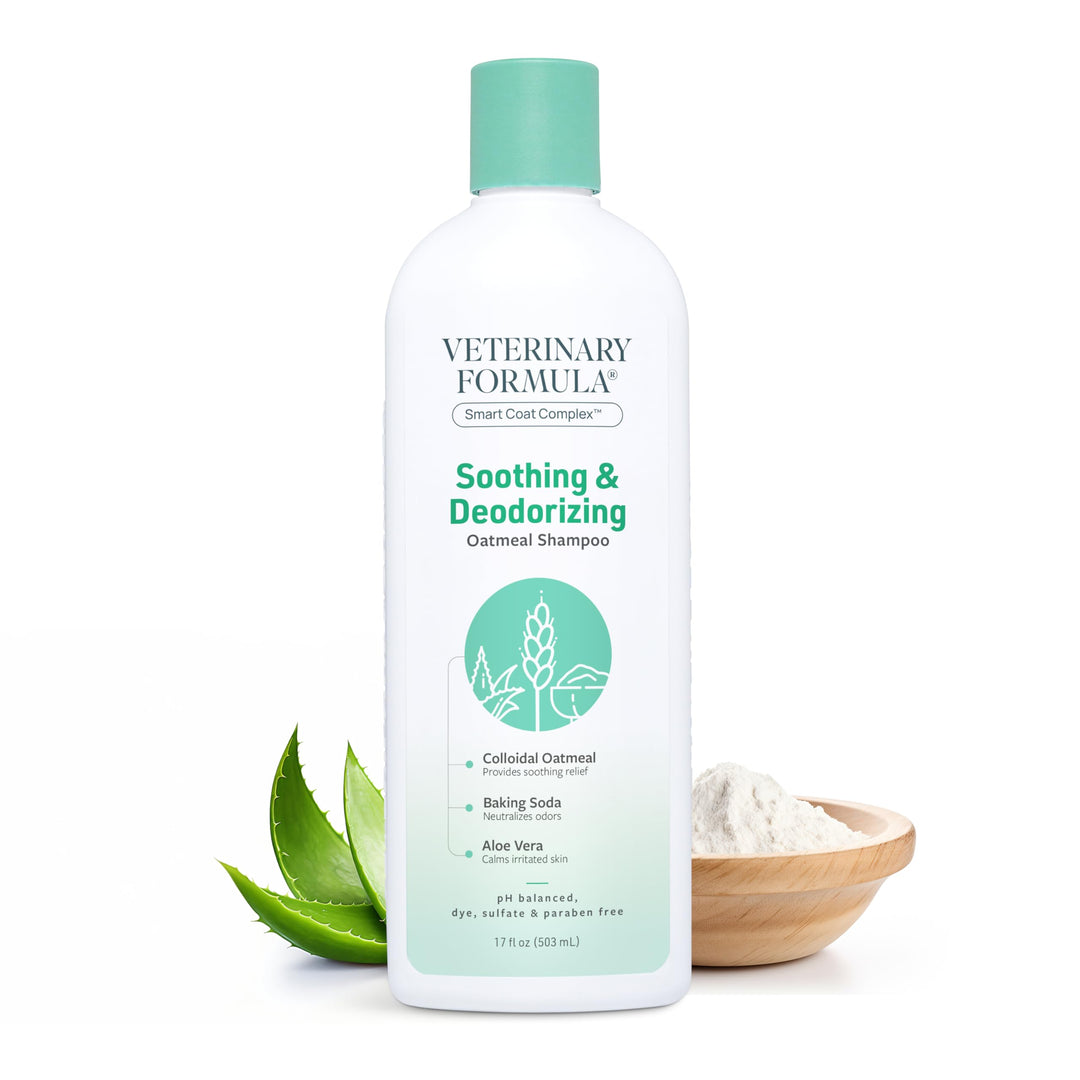 Smart Coat Complex Soothing and Deodorizing Oatmeal Shampoo for Dogs, 17 Fl oz – Baking Soda Eliminates Odors, Aloe Vera &amp; Oatmeal Cleanse and Hydrate Skin – Long-Lasting Fragrance