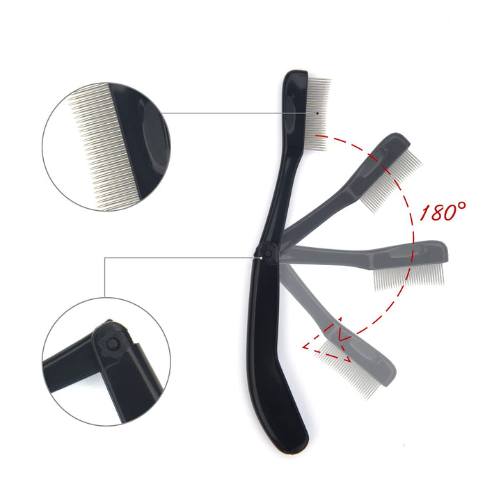 Folding Eyelash Comb,Eyelash Comb Separator Eyelash Brush Separator Curler Lash Brush Separator Eyelash Eyebrow Mascara Brush with Metal Teeth Makeup Brush Tools