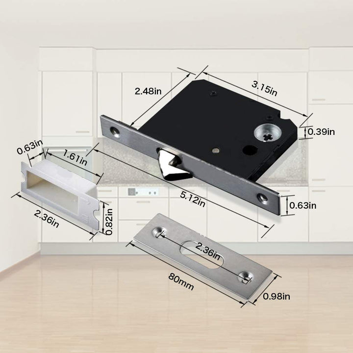 Invisible Barn Wood Sliding Door Gate Cup Handle Lock Hardware with Keys (Sliver (Dia-2.95)