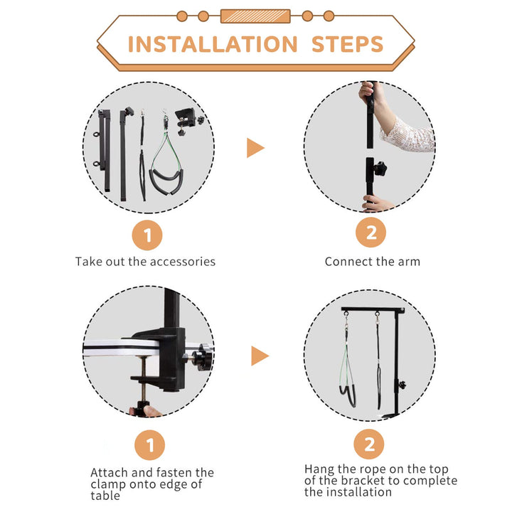 Dog Grooming Arm - 35 Dog Grooming Table Arm with Clamp and Post, Loop Noose, No Sit Haunch Holder Grooming Restraint for Small &amp; Medium Dogs