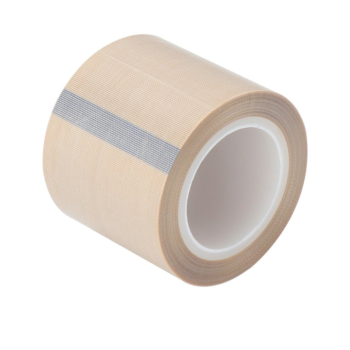 2 Width x 11 Yard Roll PTFE Coated Fiberglass High Temperature Tape with Silicone Adhesive Cloth, Release Surface on Heat sealers Beige