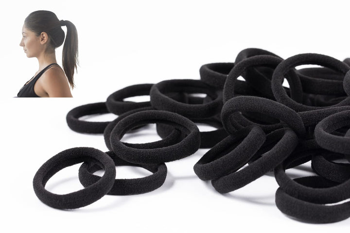 50 PCS Black Hair Ties for Women,Seamless Hair Bands That Will Not Break,Ponytail Holders,Will Not Slip or Tangles,No Damage to Thick Hair,2 Inch in Diameter